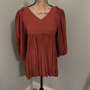 Rust colored 3/4 sleeve tunic